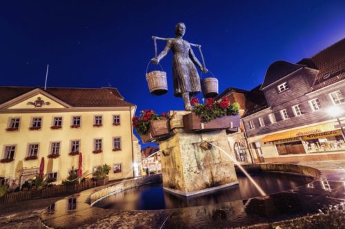 Die Wassermaid in Schöningen bei Nacht.